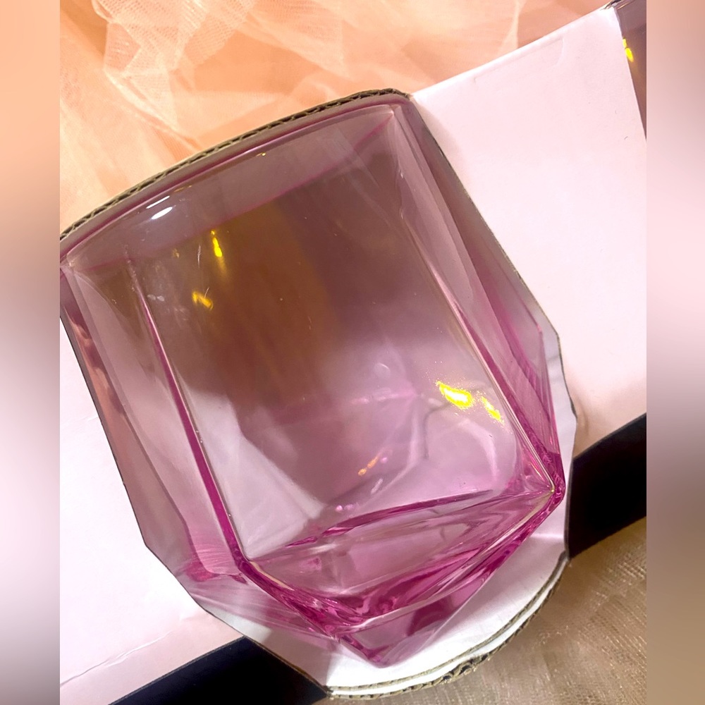 LAST PAIR ❣️NWT Rachel Zoe set of 2 pink stemless geometric wine glasses - Picture 4 of 7